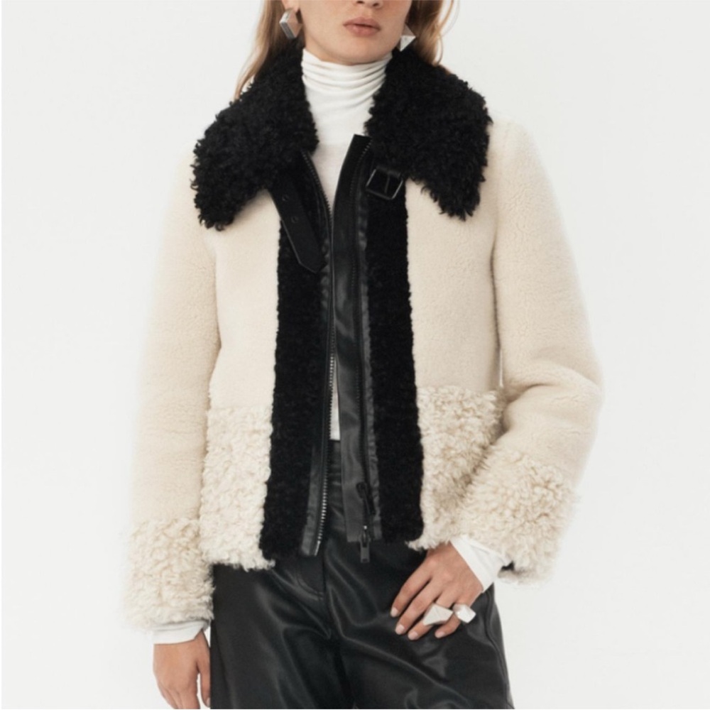 New ZARA Faux Fur Patchwork Jacket